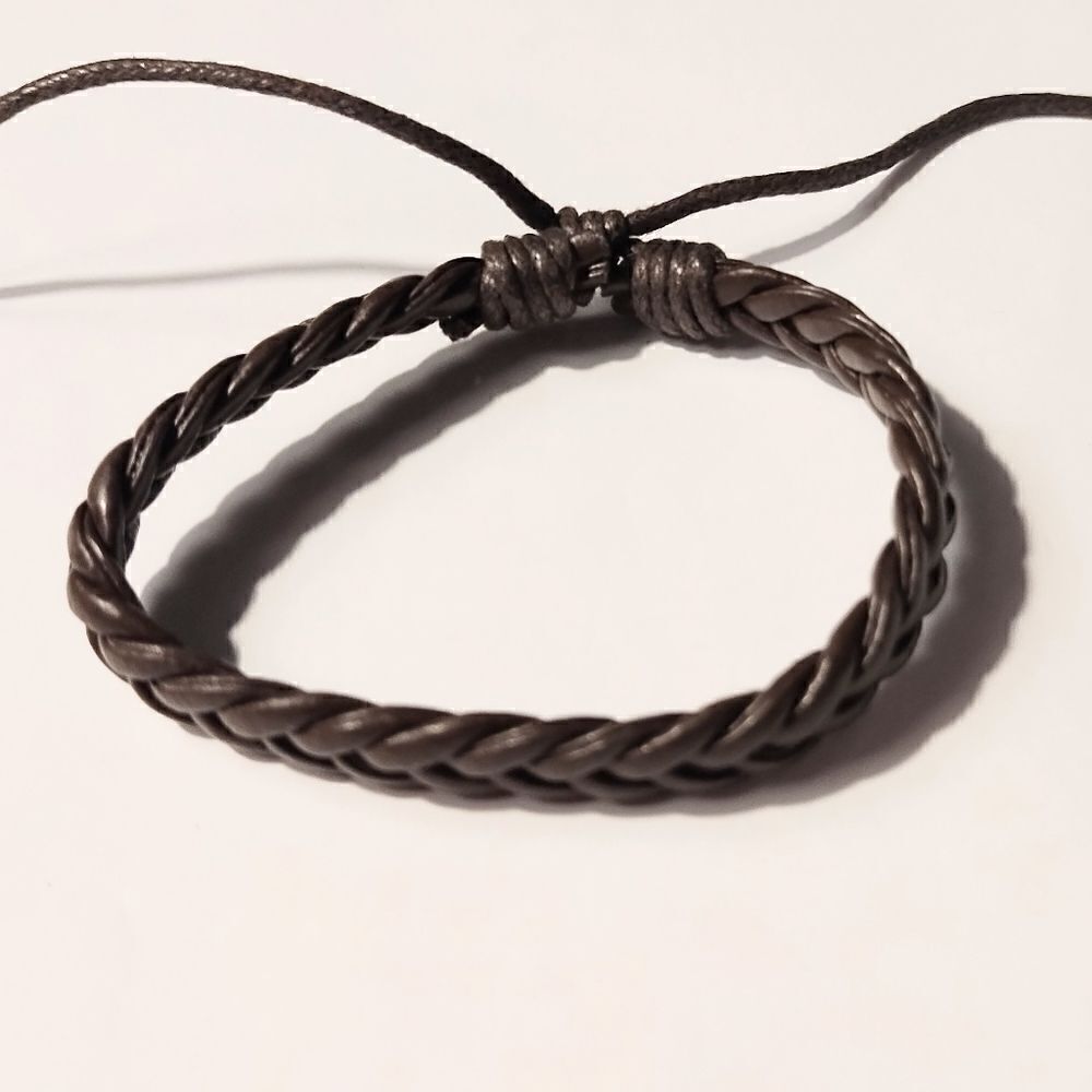 Men's bracelet‎ leather braided brown new d39